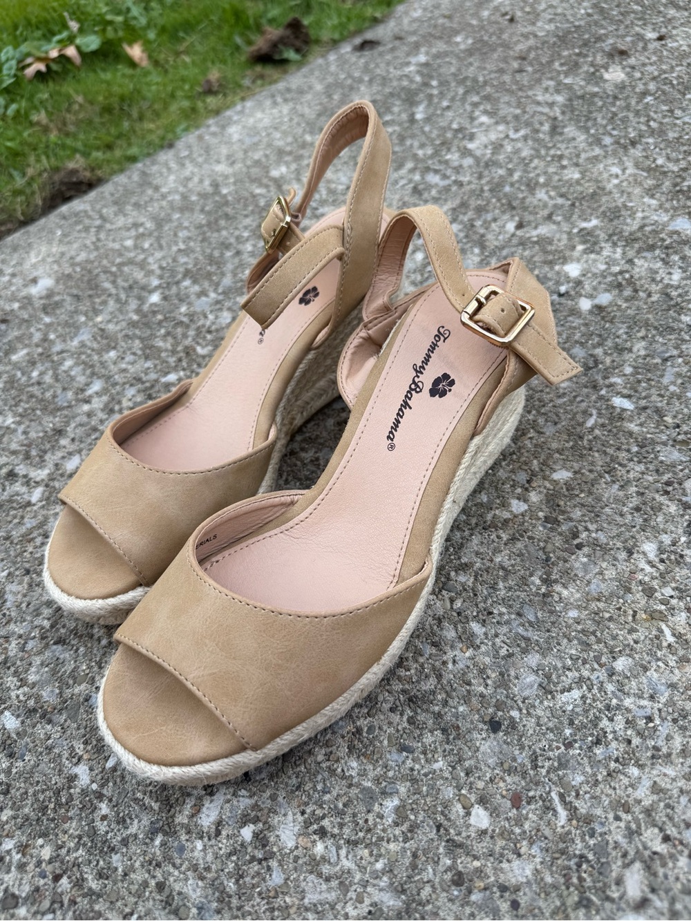 Tommy Bahama Caisy Tan Nude Espadrille Platform Wedge Sandals 6.5